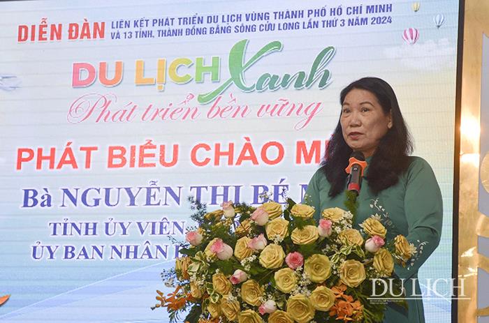 Phó Chủ tịch UBND tỉnh Bến Tre Nguyễn Thị Bé Mười phát biểu tại Diễn đàn -  Ảnh: Trần Lợi.